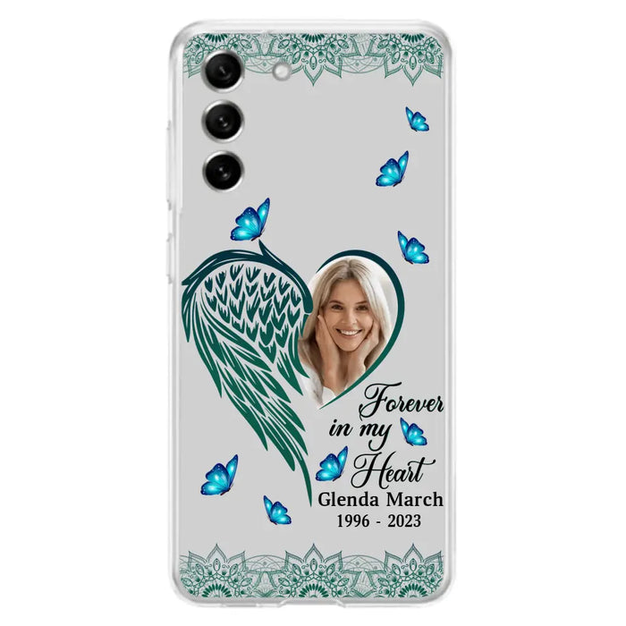 Custom Personalized Memorial Wing Heart Phone Case - Memorial Gift Idea For Family - Case For iPhone/Samsung - Forever In My Heart