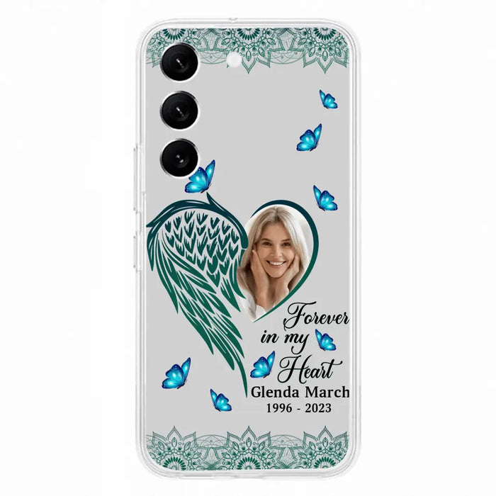 Custom Personalized Memorial Wing Heart Phone Case - Memorial Gift Idea For Family - Case For iPhone/Samsung - Forever In My Heart