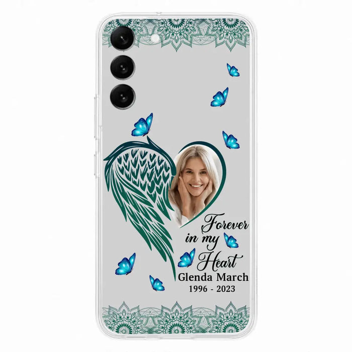 Custom Personalized Memorial Wing Heart Phone Case - Memorial Gift Idea For Family - Case For iPhone/Samsung - Forever In My Heart