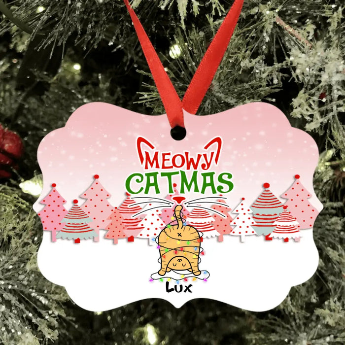 Custom Personalized Cat Butt Christmas Ornament - Upto 5 Cats - Best Gift For Cat Lovers - We Wish You Nothing Butt Meowy Catmas