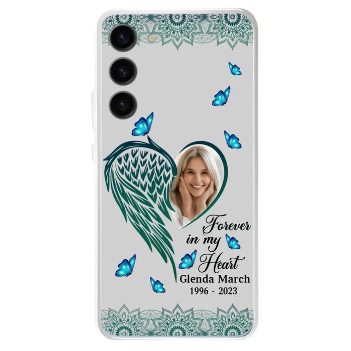 Custom Personalized Memorial Wing Heart Phone Case - Memorial Gift Idea For Family - Case For iPhone/Samsung - Forever In My Heart