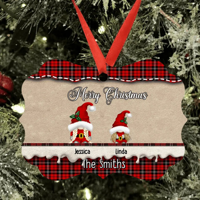 Custom Personalized Gnomies Family Ornament - Adult/ Couple With Upto 3 Kids - Christmas Gift For Family