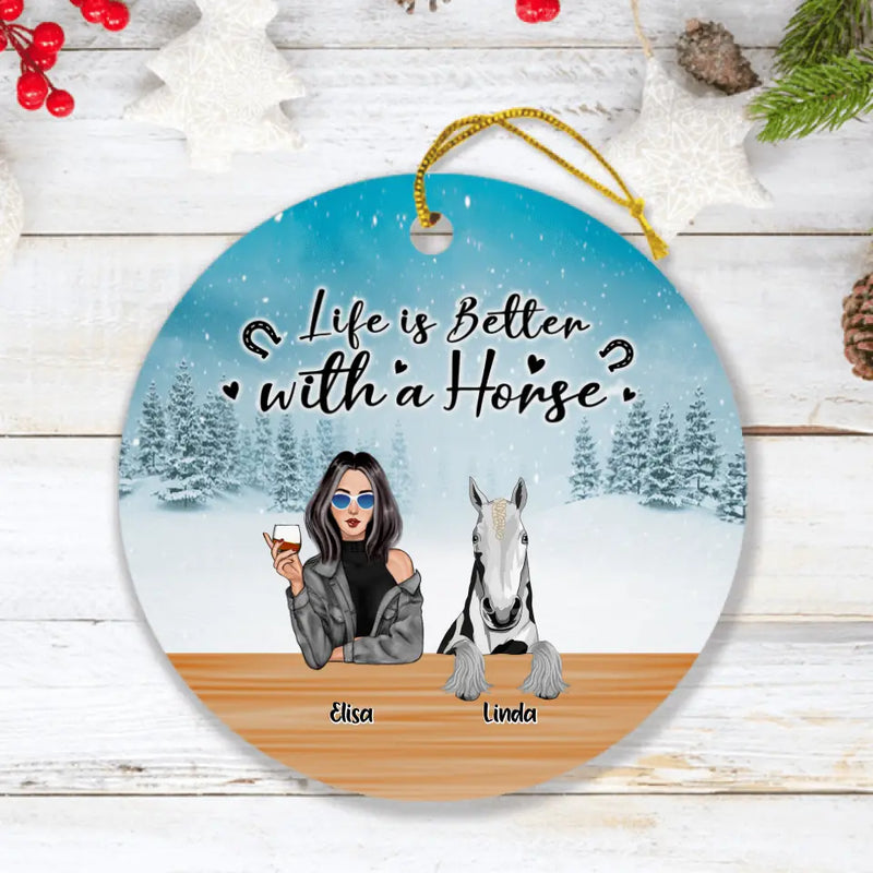 Personalized Horse Mom Ornament - Up to 4 Horses - Best Gift For Horse Lovers - Merry Horsemas