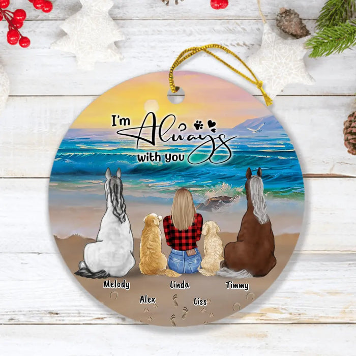 Custom Personalized Footprint Ornament - Upto 4 Pets - Best Gift Dog Lovers/Horse Lovers - Never Walk Alone - G7PP86