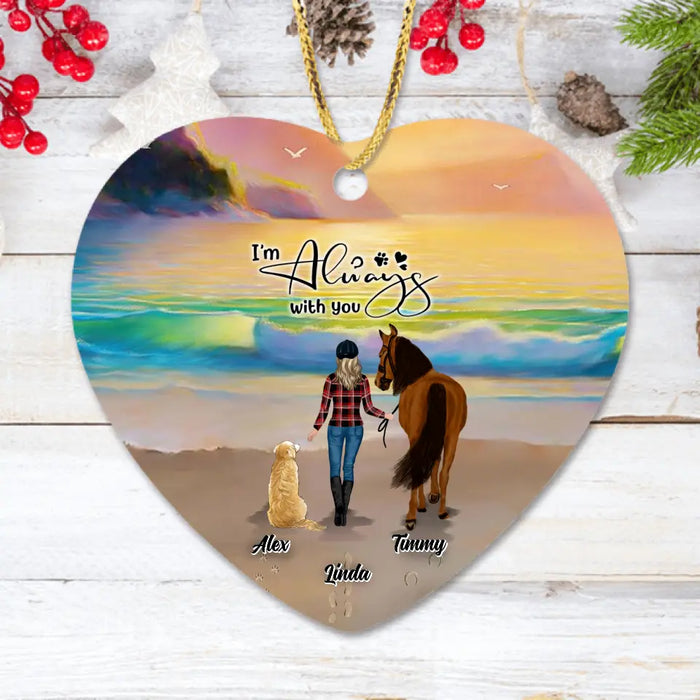 Custom Personalized Footprint Ornament - Upto 2 Pets - Best Gift Dog Lovers/Horse Lovers - Never Walk Alone - G7PP86