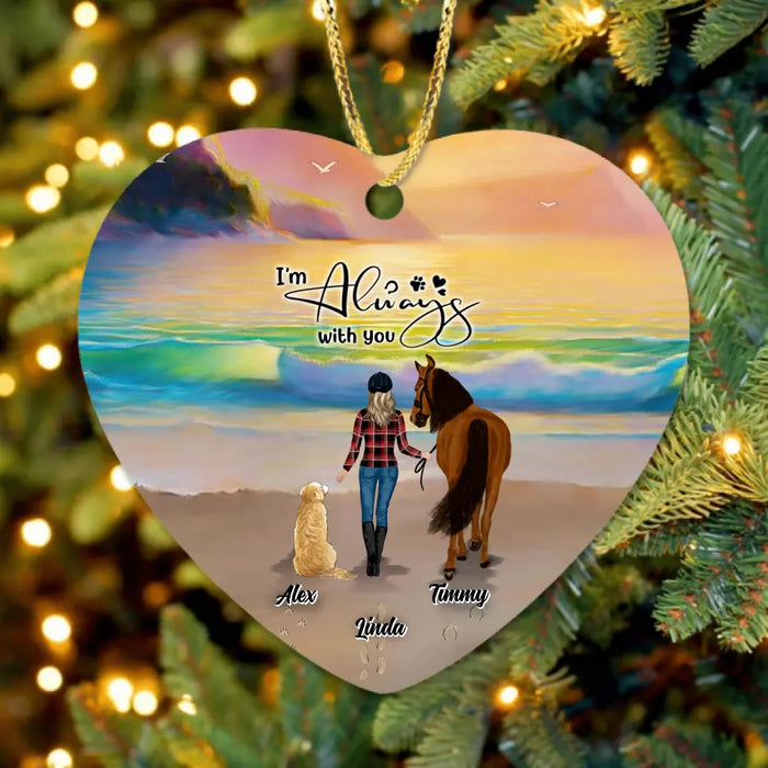 Custom Personalized Footprint Ornament - Upto 2 Pets - Best Gift Dog Lovers/Horse Lovers - Never Walk Alone - G7PP86