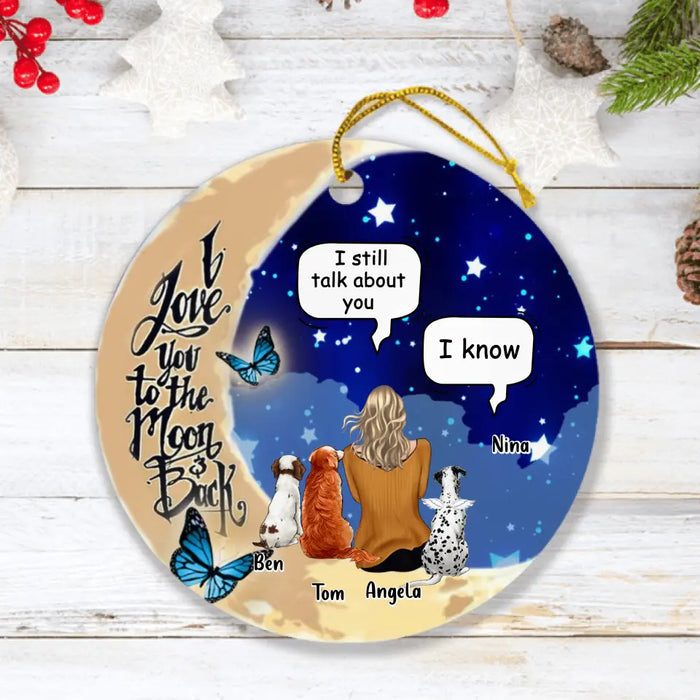 Custom Personalized Memorial Pet Ornament - Gift For Horse/ Dog Lovers With Up To 3 Dogs/Horse - I Still Talk About You