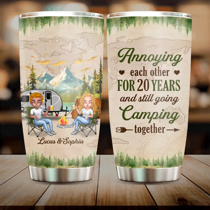 Custom Personalized Camping Couple Tumbler - Gift Idea For Camping Lover/Couple - Annoying Each Other For 20 Years And Still Going Camping Together