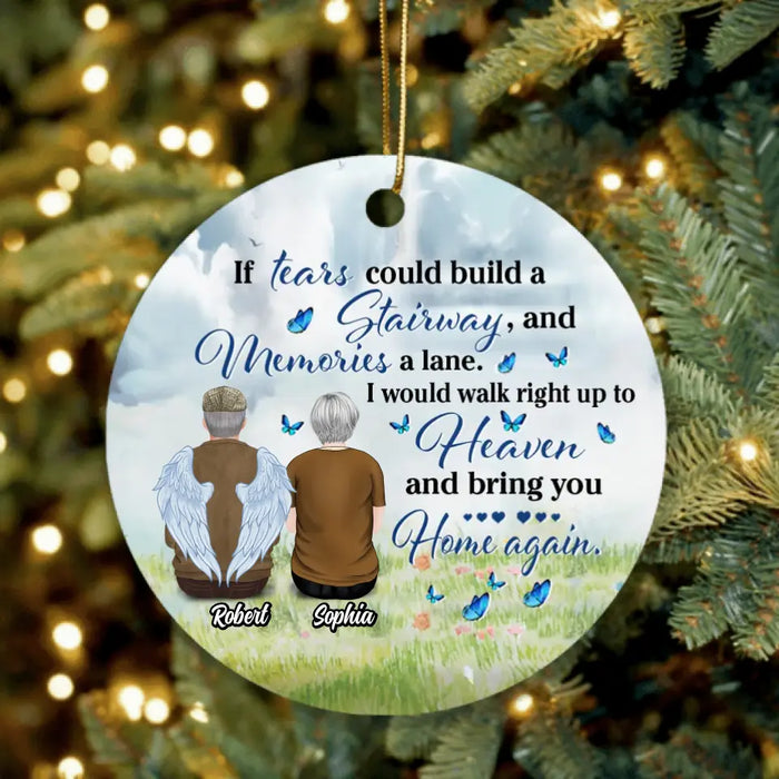 Custom Personalized Memorial Couple Circle Ornament - Memorial Gift Idea For Couple - I Hide My Tears When I Say Your Name