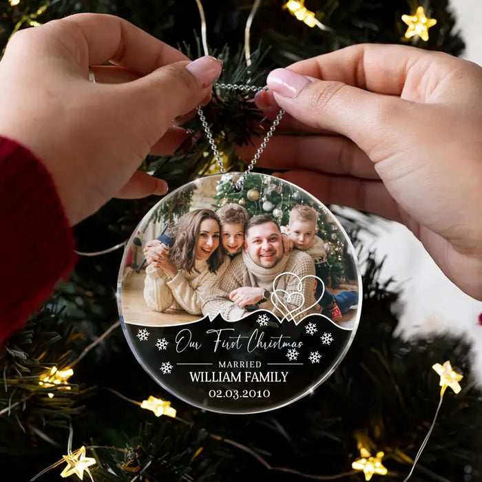 Custom Personalized Couple Photo Acrylic Ornament - Christmas Gift Idea for Couple/Family - Our First Christmas