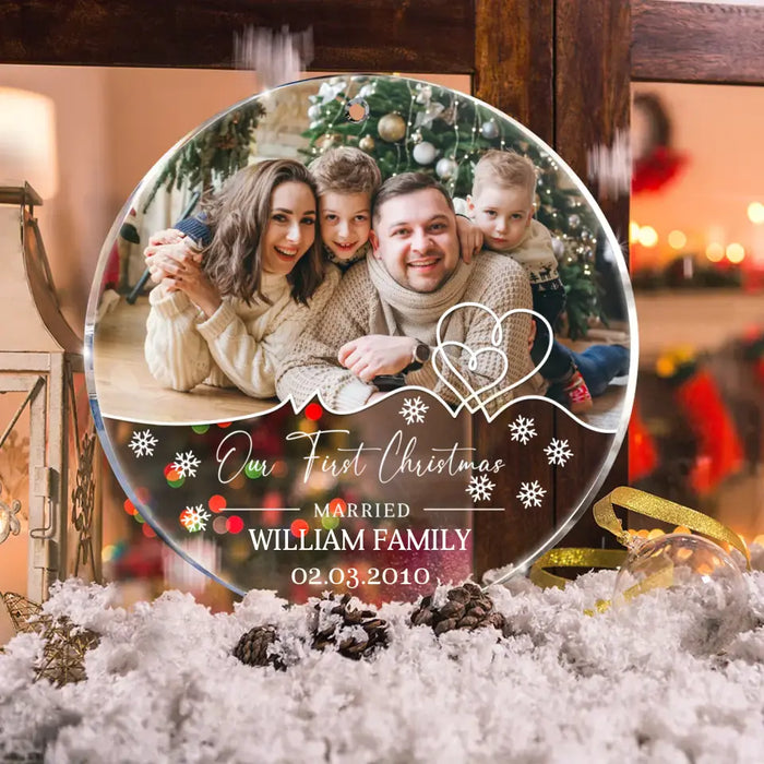 Custom Personalized Couple Photo Acrylic Ornament - Christmas Gift Idea for Couple/Family - Our First Christmas