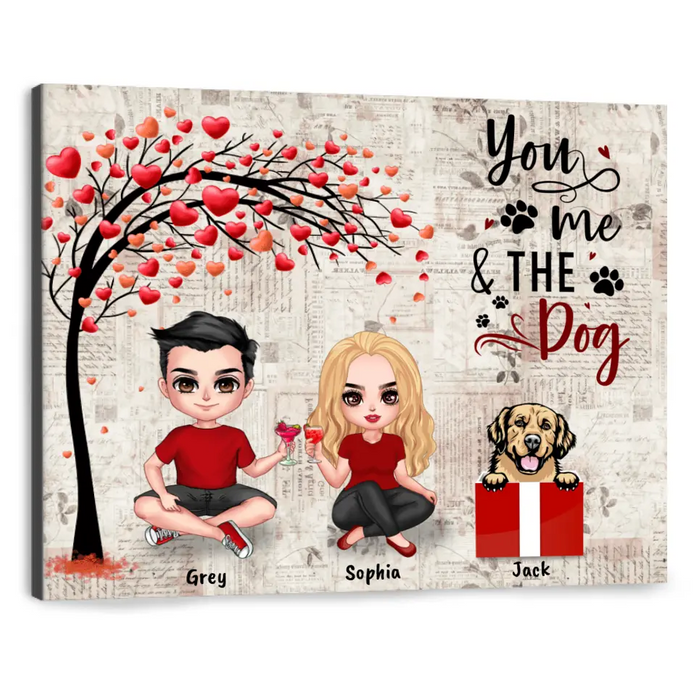 Custom Personalized Couple Canvas - Up to 5 Dogs - Gifts for Couples - Happy Valentine's Day