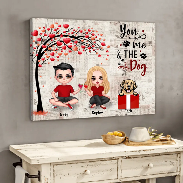 Custom Personalized Couple Canvas - Up to 5 Dogs - Gifts for Couples - Happy Valentine's Day