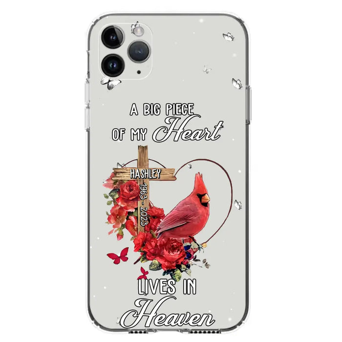 Personalized Memorial Cardinal Phone Case - Memorial Gift Idea For Family - A Big Piece Of My Heart Lives In Heaven - Case For iPhone/Samsung