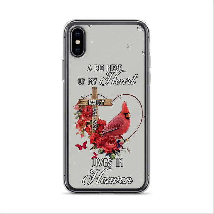 Personalized Memorial Cardinal Phone Case - Memorial Gift Idea For Family - A Big Piece Of My Heart Lives In Heaven - Case For iPhone/Samsung