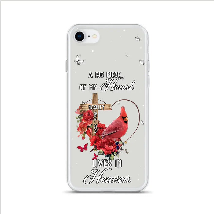 Personalized Memorial Cardinal Phone Case - Memorial Gift Idea For Family - A Big Piece Of My Heart Lives In Heaven - Case For iPhone/Samsung