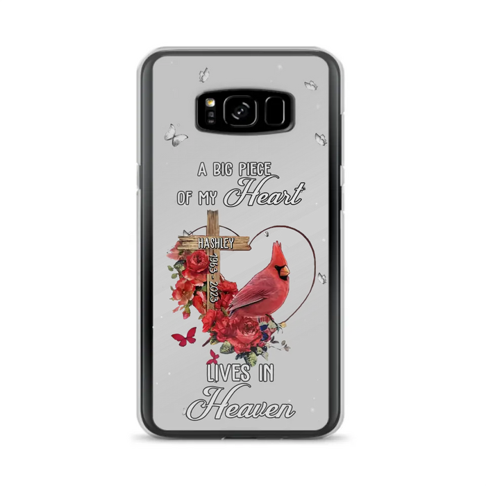 Personalized Memorial Cardinal Phone Case - Memorial Gift Idea For Family - A Big Piece Of My Heart Lives In Heaven - Case For iPhone/Samsung