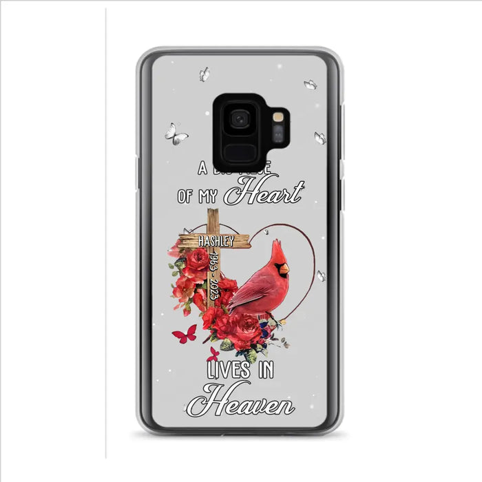 Personalized Memorial Cardinal Phone Case - Memorial Gift Idea For Family - A Big Piece Of My Heart Lives In Heaven - Case For iPhone/Samsung