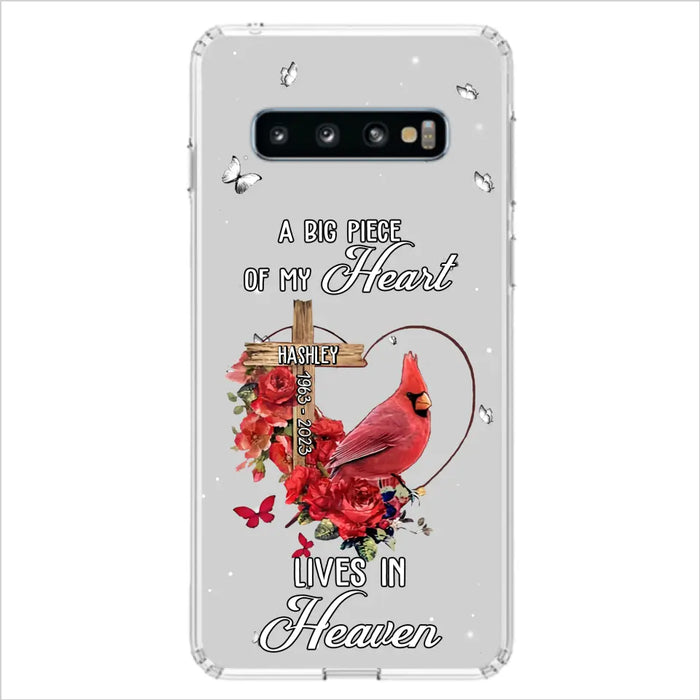 Personalized Memorial Cardinal Phone Case - Memorial Gift Idea For Family - A Big Piece Of My Heart Lives In Heaven - Case For iPhone/Samsung