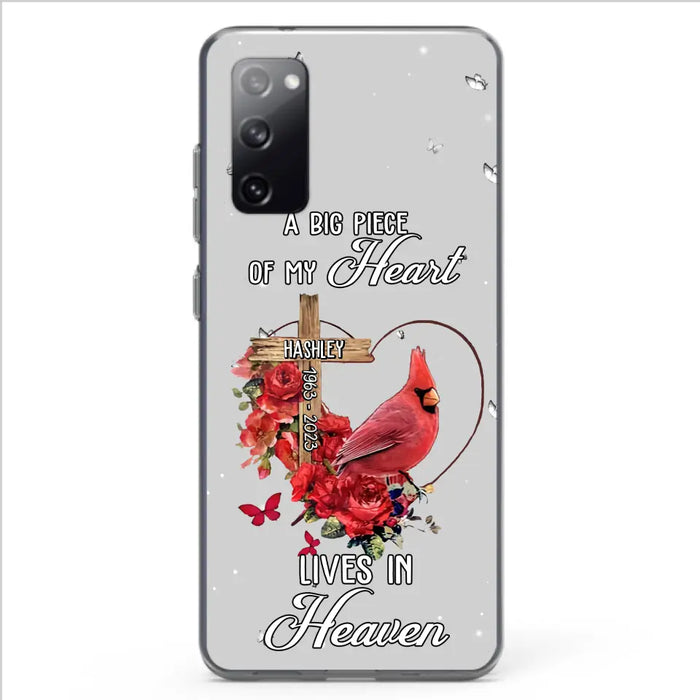 Personalized Memorial Cardinal Phone Case - Memorial Gift Idea For Family - A Big Piece Of My Heart Lives In Heaven - Case For iPhone/Samsung