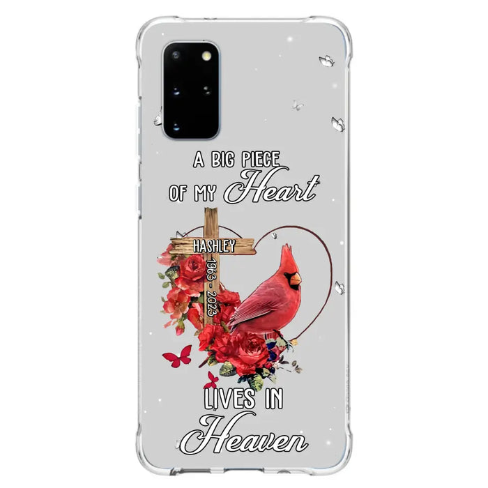 Personalized Memorial Cardinal Phone Case - Memorial Gift Idea For Family - A Big Piece Of My Heart Lives In Heaven - Case For iPhone/Samsung