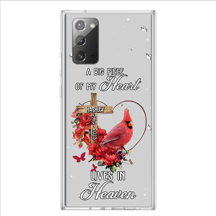 Personalized Memorial Cardinal Phone Case - Memorial Gift Idea For Family - A Big Piece Of My Heart Lives In Heaven - Case For iPhone/Samsung