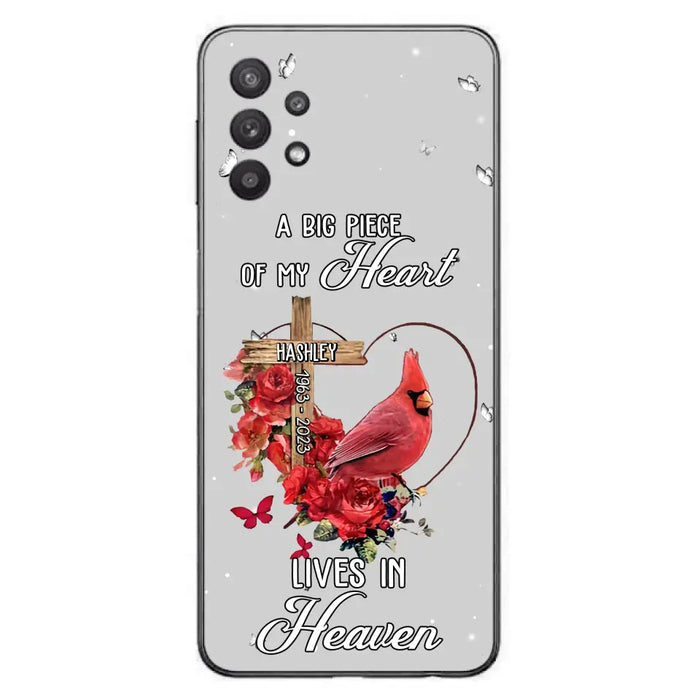 Personalized Memorial Cardinal Phone Case - Memorial Gift Idea For Family - A Big Piece Of My Heart Lives In Heaven - Case For iPhone/Samsung