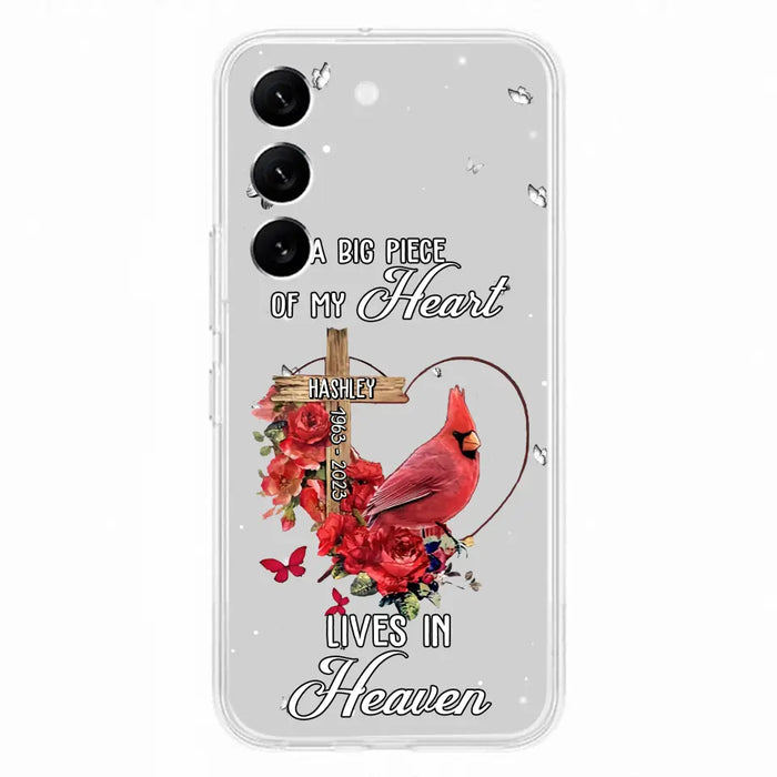 Personalized Memorial Cardinal Phone Case - Memorial Gift Idea For Family - A Big Piece Of My Heart Lives In Heaven - Case For iPhone/Samsung