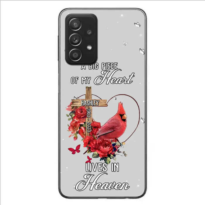 Personalized Memorial Cardinal Phone Case - Memorial Gift Idea For Family - A Big Piece Of My Heart Lives In Heaven - Case For iPhone/Samsung