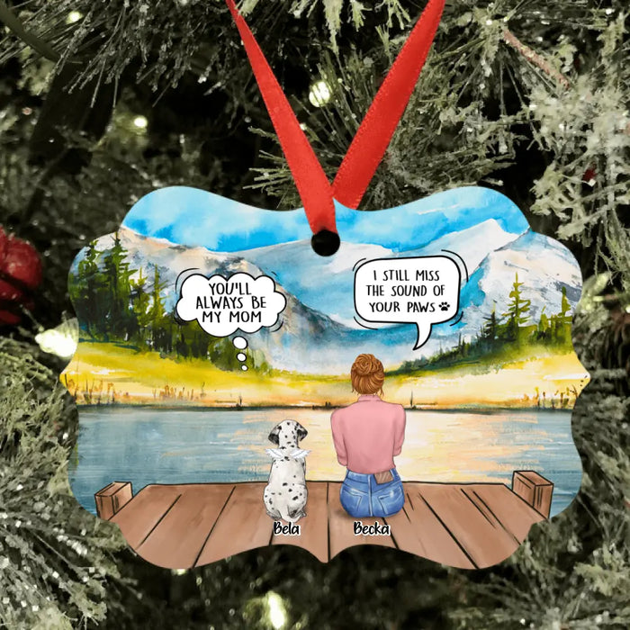 Custom Personalized Memorial Pet Mom Rectangle Ornament - Woman With Upto 5 Pets - Best Gift For Pet Lover - It's So Hard To Say Goodbye