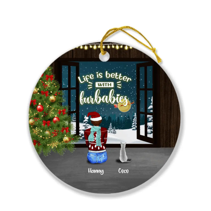 Personalized Christmas By Window Ornament - Man/ Woman/ Couple With Upto 3 Kids - 4 Pets - Best Gift For Christmas - Happy First Christmas Together