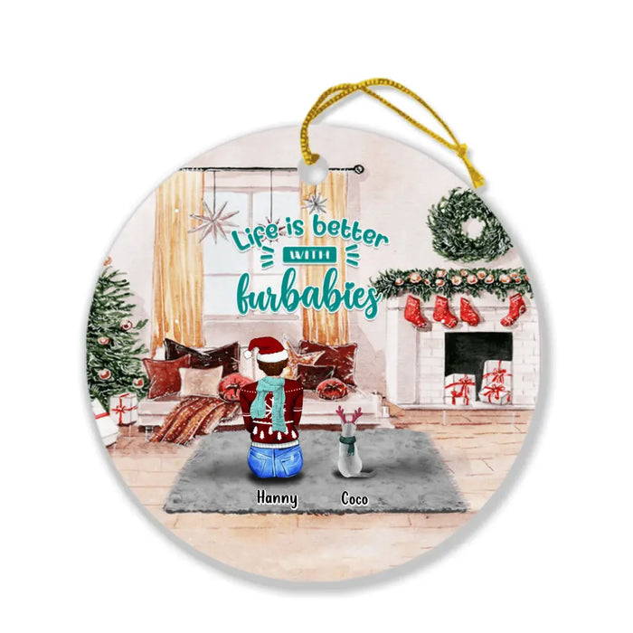 Personalized Christmas In House Ornament - Man/ Woman/ Couple With Upto 3 Kids And 4 Pets - Best Gift For Christmas - Family Where Life Begins Love Never Ends