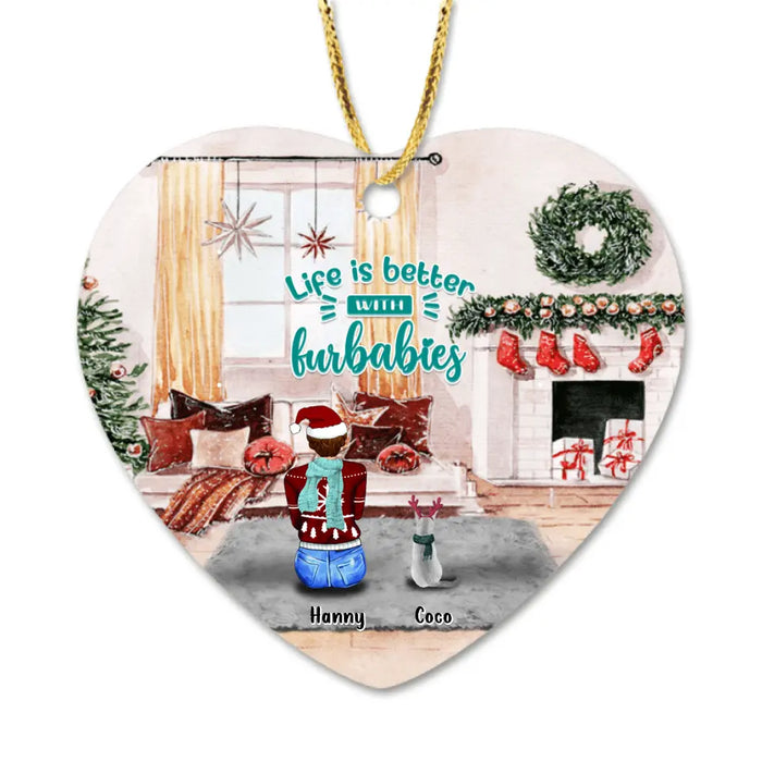 Personalized Christmas In House Ornament - Man/ Woman/ Couple With Upto 3 Kids And 4 Pets - Best Gift For Christmas - Family Where Life Begins Love Never Ends