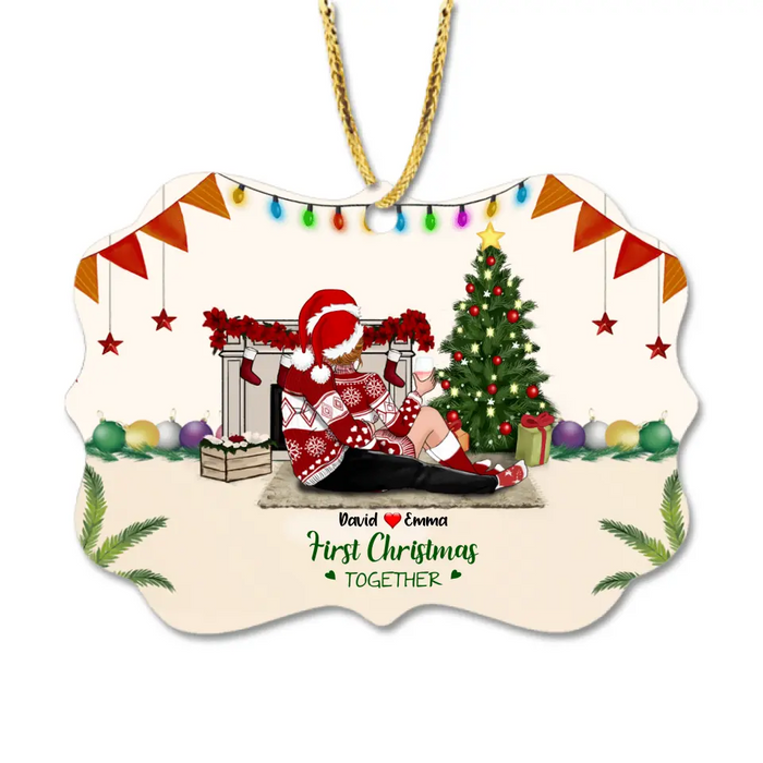 Custom Personalized Couples Christmas Rectangle 
 Ornament - Gift Idea For The Whole Couples - First Christmas Together