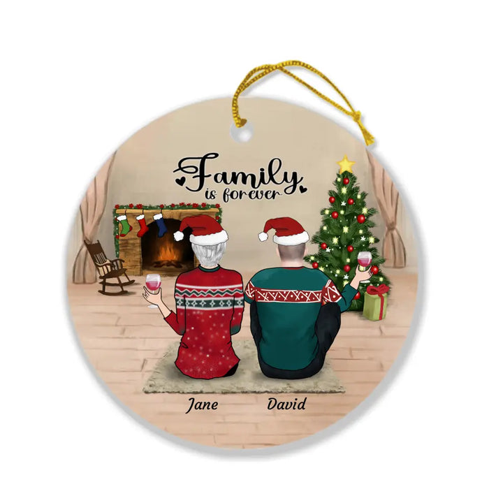 Custom Personalized Family Christmas Ornament - Gift For The Whole Family - Couple/Parents Upto 3 Children, Upto 3 Pets - Family Is Forever