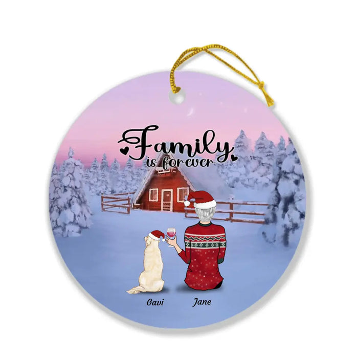 Personalized Family Christmas Ornament - Gift For The Whole Family - Couple/Parents Upto 3 Children, Upto 3 Pets - Family Is Forever