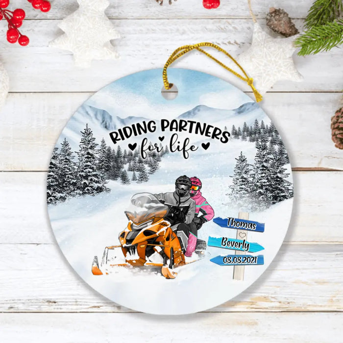 Custom Personalized Snowmobile Ornament - Best Gift For Couple - Riding Partners For Life