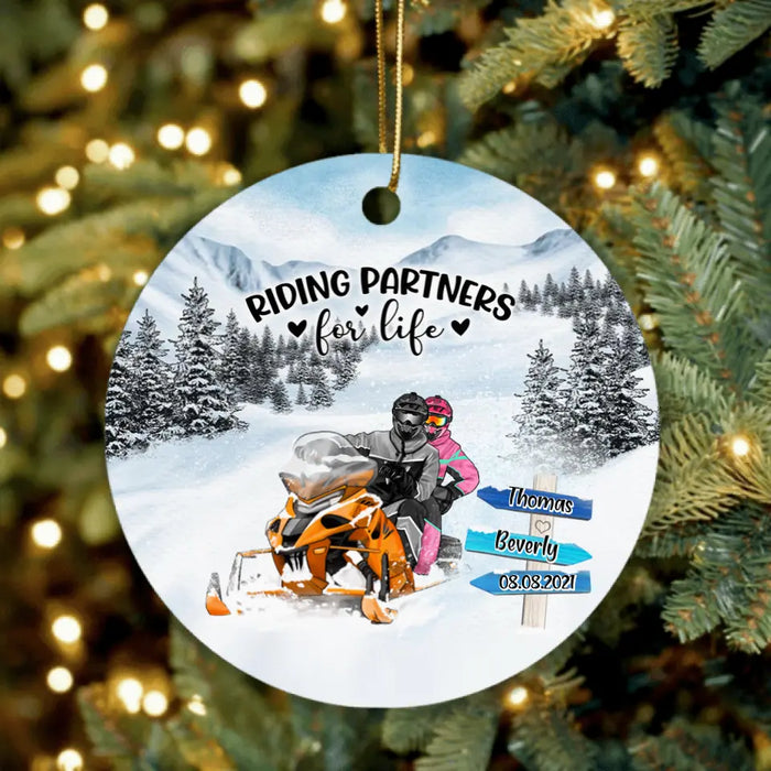 Custom Personalized Snowmobile Ornament - Best Gift For Couple - Riding Partners For Life