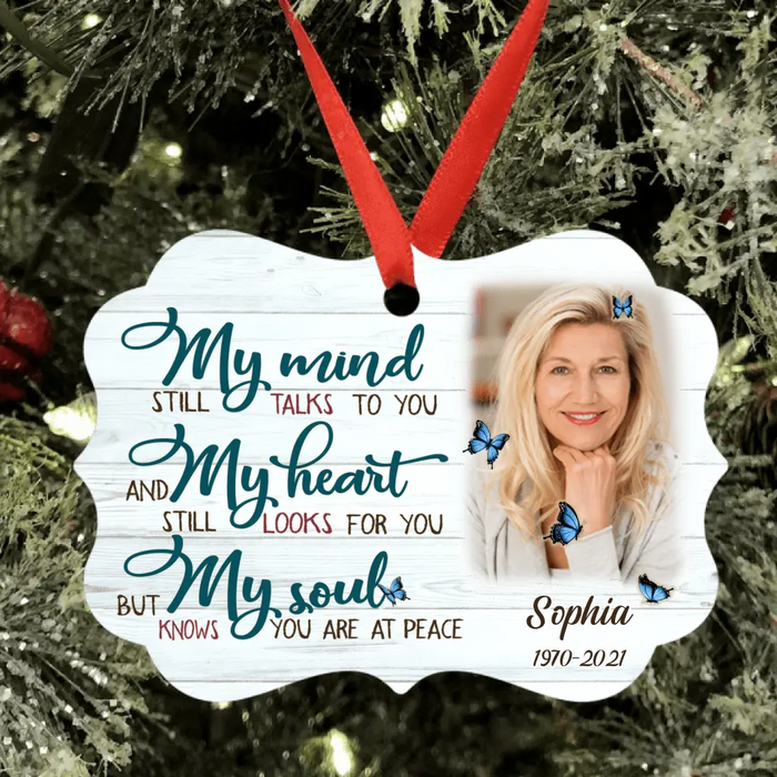 Custom Personalized Photo Rectangle Ornament - My Mind Still Talks To You