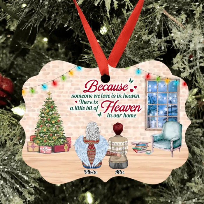 Custom Personalized Memorial Family Ornament - Memorial Gift Idea For Family Member With Upto 10 People - Parents And Children - Because Someone We Love Is In Heaven
