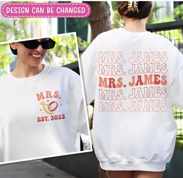 Custom Personalized Bride Honey Moon AOP Sweater - Engagement Gift For Bride - Mrs Est. 2023