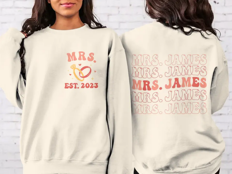 Custom Personalized Bride Honey Moon AOP Sweater - Engagement Gift For Bride - Mrs Est. 2023