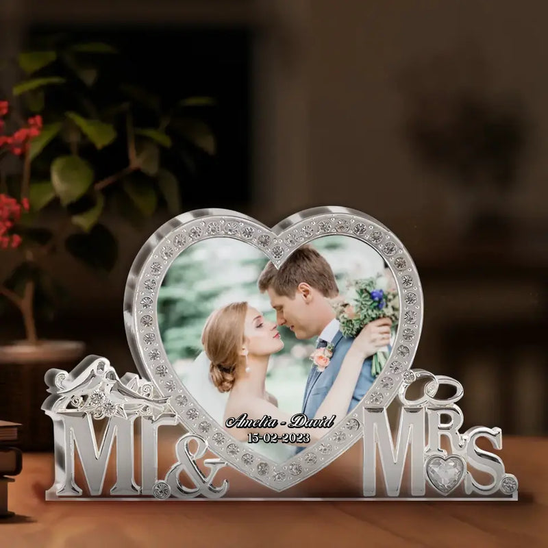Personalized Mr & Mrs Couple Acrylic Plaque - Upload Photo - Anniversary/Wedding Gift For Couple