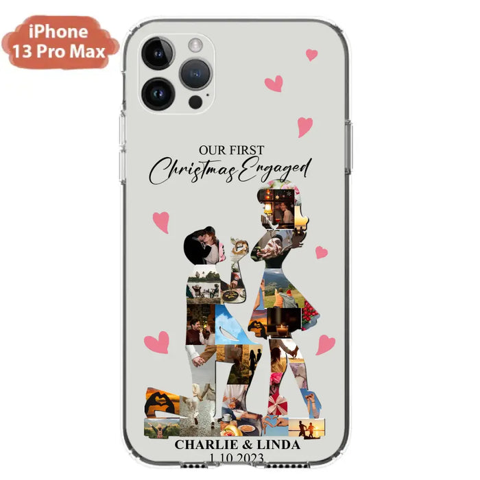 Custom Personalized Couple Photo Phone Case - Gift Idea For Couple/Him/Her - Upload Photo - Case For iPhone/Samsung - Our First Christmas Engaged