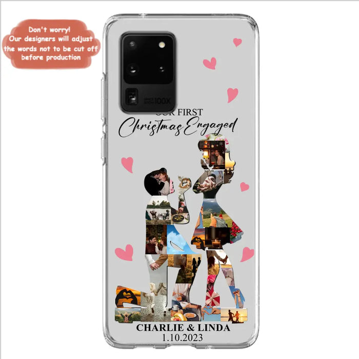 Custom Personalized Couple Photo Phone Case - Gift Idea For Couple/Him/Her - Upload Photo - Case For iPhone/Samsung - Our First Christmas Engaged