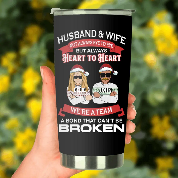 Custom Personalized Couple Tumbler - Gift For Wife From Husband - Husband & Wife Not Always Eye To Eye But Always Heart To Heart