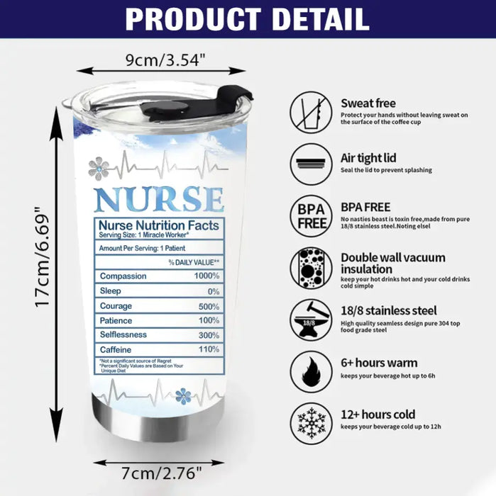 Custom Personalized Nurse Photo Tumbler - Gift Idea For Nurse Lovers - Nurse Nutrition Facts