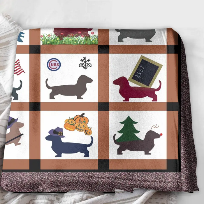 Dachshund Dog Quilt/Single Layer Fleece Blanket - Gift Idea for Dog Lovers