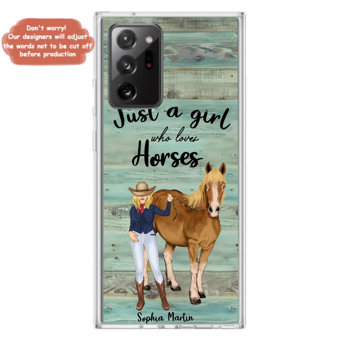 Custom Personalized Horse Lady Phone Case - Gift Idea For Horse Lovers - Just A Girl Who Loves Horses - Case For iPhone/Samsung