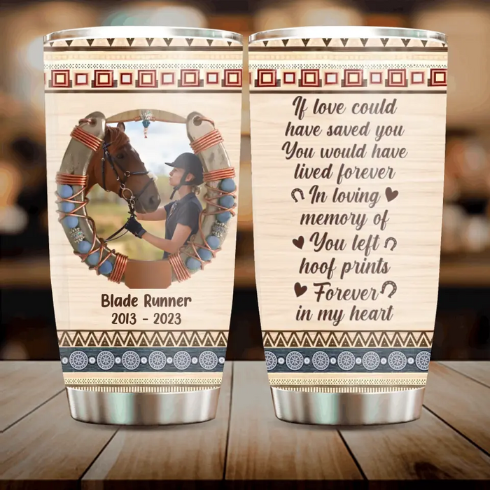 Custom Personalized Memorial Horse Tumbler - Gift Idea For Horse Lovers/Owners - Upload Photo - If I Could Have One More Wish